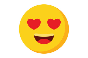 Cute yellow emoji face with red heart eyes