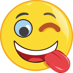 Playful yellow emoji with tongue out vector illustration