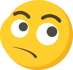 Skeptical yellow emoji with raised eyebrow vector illustration