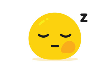 Tired yellow emoji with closed eyes and droopy features