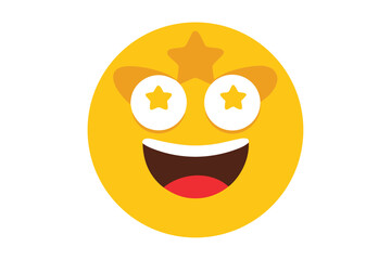 Smiling yellow emoji face with golden star eyes