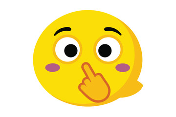 Yellow emoji shushing with finger to lips vector illustration