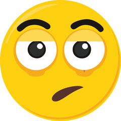 Yellow emoji with upward rolling eyes vector illustration