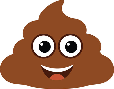 recommend clip art: Smiling brown poop emoji cartoon character vector graphic