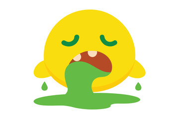 Sick emoji vomiting green liquid illustration