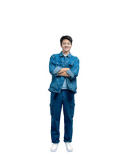 Naklejka premium image of Young asian teen man posing on a PNG background 