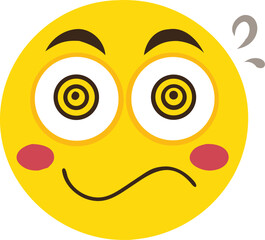 Dizzy yellow emoji face with spiral eyes and wavy lines