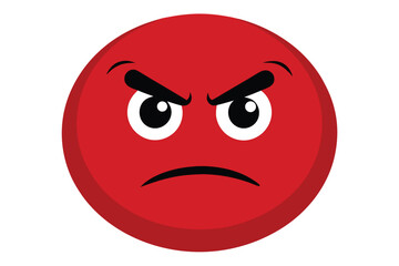 Angry red emoji face vector illustration