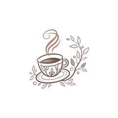 tea shop logo design vector 