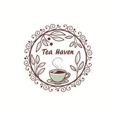 tea shop logo design vector 
