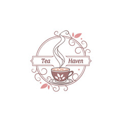 tea shop logo design vector 