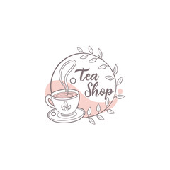 tea shop logo design vector 