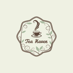 tea shop logo design vector 