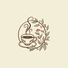 tea shop logo design vector 