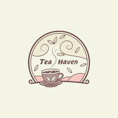 tea shop logo design vector 