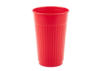 Isolated Empty Red Plastic Cup with Ribbed Design