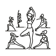Minimal Line Art of People Doing Aerobic Moves