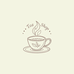 tea shop logo design vector 