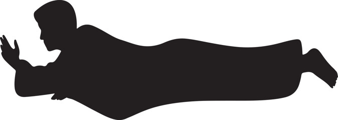 Silhouette of a Person Lying Down Reaching Out