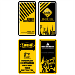 Under Construction, coming soon, thanks for your patience, poster vector