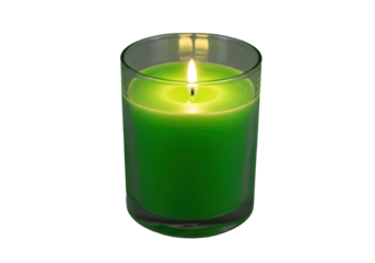 Isolated Green Scented Candle in Glass Jar