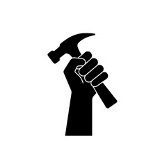 Strong Hand Holding Hammer Construction, DIY, and Repair Icon