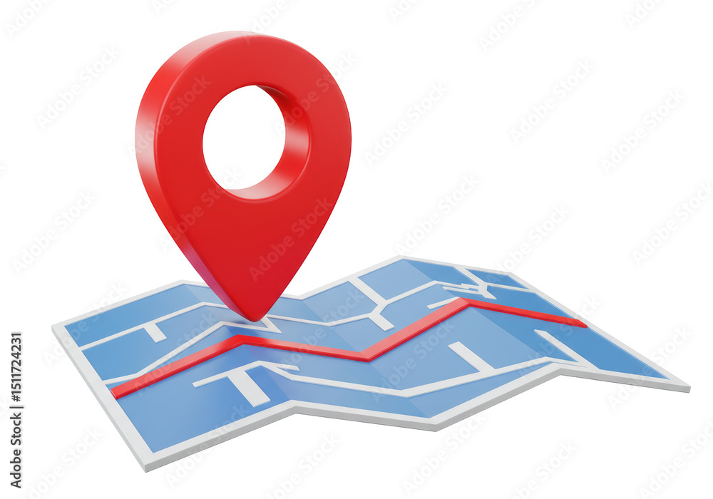 Poster isolated red location pin on map