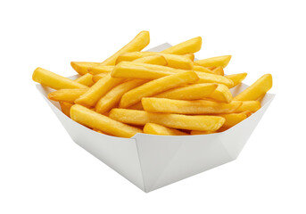 Isolated French Fries in White Carton