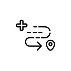 Pathway with wellness map icon and location pin in modern style  