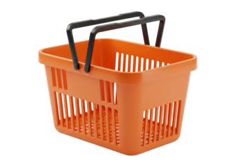Isolated Orange Plastic Shopping Basket