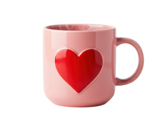 Isolated Pink Mug with Red Heart