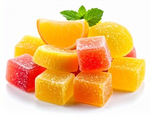 Fruit jelly candies isolated on white background