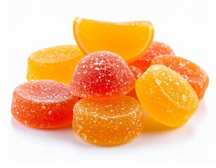 Fruit jelly candies isolated on white background