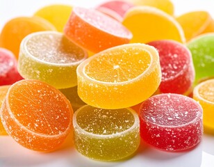 Fruit jelly candies isolated on white background