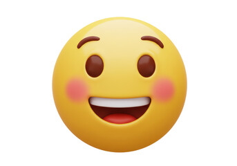 Fototapeta premium Isolated Yellow Smiling Face Emoji with Blush