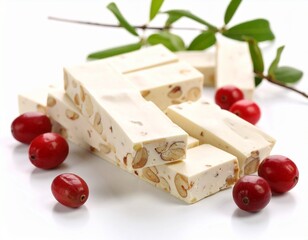 Fruit nougat sticks isolated on white background 