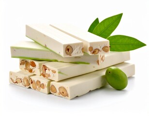 Fruit nougat sticks isolated on white background 