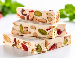 Fruit nougat sticks isolated on white background 