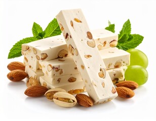 Fruit nougat sticks isolated on white background 