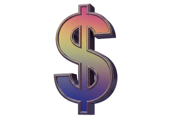 Isolated Rainbow Gradient Metallic Dollar Sign