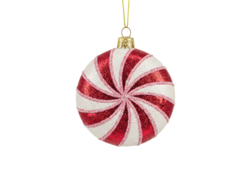 Isolated Red and White Swirl Christmas Ornament