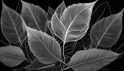 Generated image black and white leaf design background 
