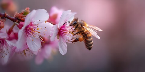 Bee on Blossom Stunning CloseUp of Pollination in Nature
