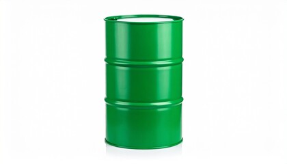 Green plastic barrel isolated on white background