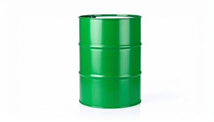 Green plastic barrel isolated on white background