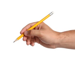 Hand holding yellow pencil