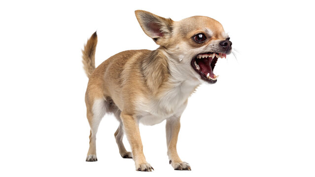 Angry chihuahua growling 2 years old isolated on transparent background