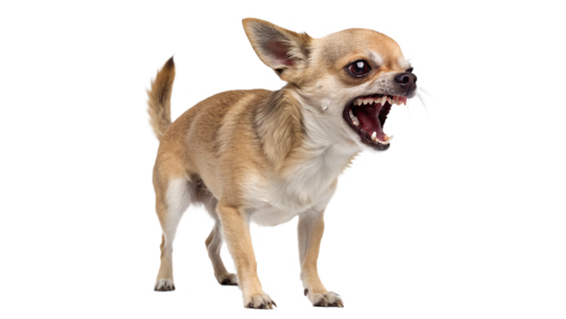 Angry chihuahua growling 2 years old isolated on transparent background