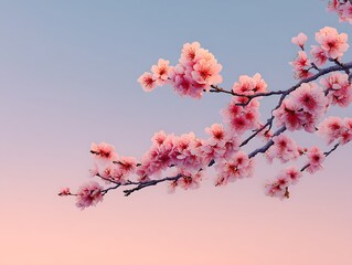 Stunning Pink Cherry Blossoms at Sunset A Serene Springtime Scene