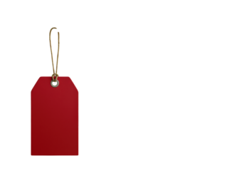 Isolated Blank Red Price Tag with String